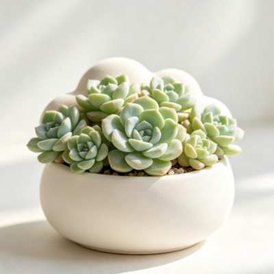 Cloudscape Succulent Garden Ornament | Creamy White Round Pot